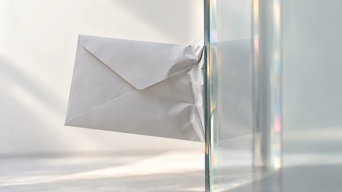 Uno smartphone che mostra un avviso di sicurezza dell'account su una scrivania in legno, accanto a una chiave di carta che si dissolve lentamente ai bordi.